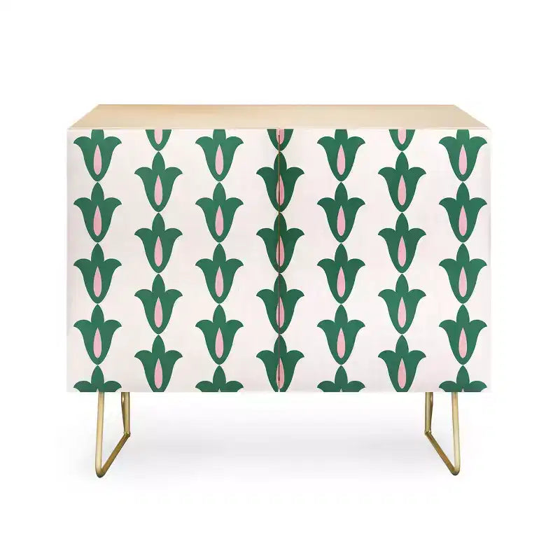 Credenza Maritza Lisa Retro con Fantasia Floreale Verde - Deny Designs