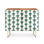 Maritza Lisa Retro Green Floral Pattern Credenza - Deny Designs