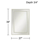 Noble Park Specchio decorativo da parete rettangolare, moderno, con bordo smussato, cornice perline color champagne, 68,5 cm di larghezza, per bagno, camera da letto, soggiorno, ufficio