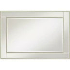 Noble Park Specchio decorativo da parete rettangolare, moderno, con bordo smussato, cornice perline color champagne, 68,5 cm di larghezza, per bagno, camera da letto, soggiorno, ufficio