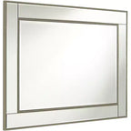 Noble Park Specchio decorativo da parete rettangolare, moderno, con bordo smussato, cornice perline color champagne, 68,5 cm di larghezza, per bagno, camera da letto, soggiorno, ufficio