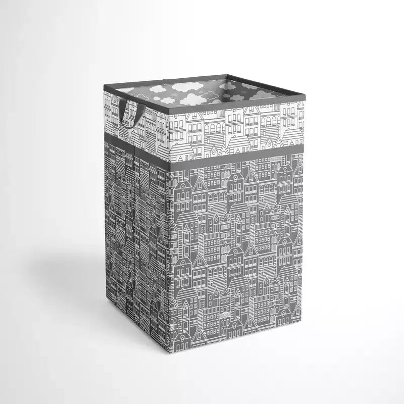 Bacati - Clouds in the City White/Gray Collapsible Laundry Hamper