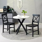 HOMCOM Set di 2 Sedie da Pranzo in Stile Fattoria Moderno, Sedie da Cucina in Legno con Schienale a Croce, Struttura Solida, Mobili per Soggiorno e Sala da Pranzo, Nero