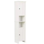 Mobiletto bagno portabiancheria alto LuxenHome in legno MDF bianco, 170 cm