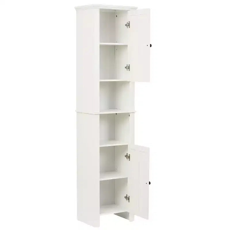 Mobiletto bagno portabiancheria alto LuxenHome in legno MDF bianco, 170 cm
