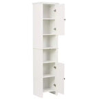 Mobiletto bagno portabiancheria alto LuxenHome in legno MDF bianco, 170 cm