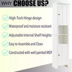 Mobiletto bagno portabiancheria alto LuxenHome in legno MDF bianco, 170 cm