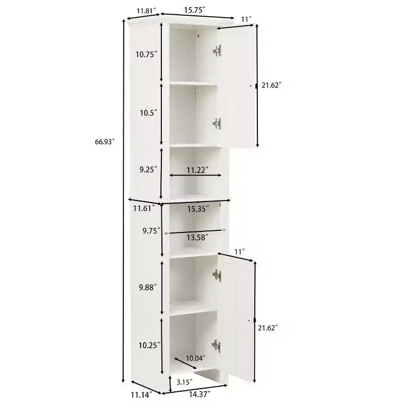 Mobiletto bagno portabiancheria alto LuxenHome in legno MDF bianco, 170 cm
