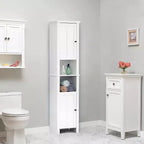 Mobiletto bagno portabiancheria alto LuxenHome in legno MDF bianco, 170 cm