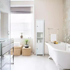 Mobiletto bagno portabiancheria alto LuxenHome in legno MDF bianco, 170 cm