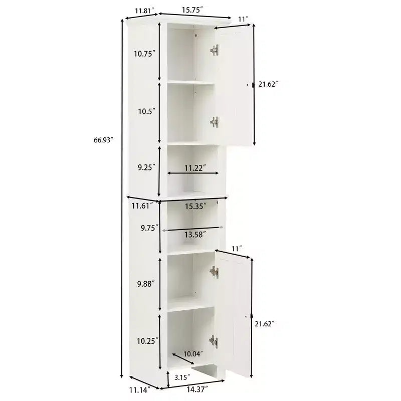 Mobiletto bagno portabiancheria alto LuxenHome in legno MDF bianco, 170 cm