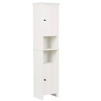 Mobiletto bagno portabiancheria alto LuxenHome in legno MDF bianco, 170 cm