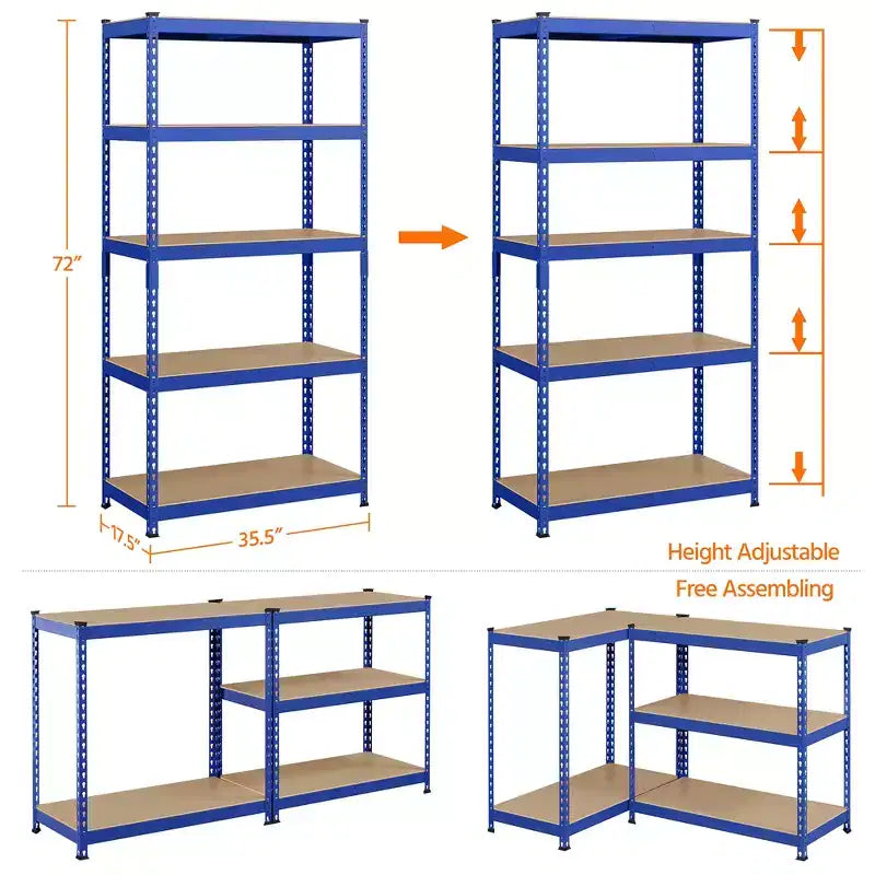 Yaheetech Scaffale portaoggetti multiuso a 5 ripiani, scaffale in metallo per garage