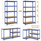 Yaheetech Scaffale portaoggetti multiuso a 5 ripiani, scaffale in metallo per garage