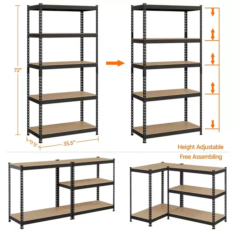 Yaheetech Scaffale portaoggetti multiuso a 5 ripiani, scaffale in metallo per garage