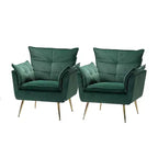 Set di 2 Poltrone Moderne in Velluto Jonat con Gambe in Metallo per Camera da Letto e Soggiorno | ART OF LIVING DESIGNS