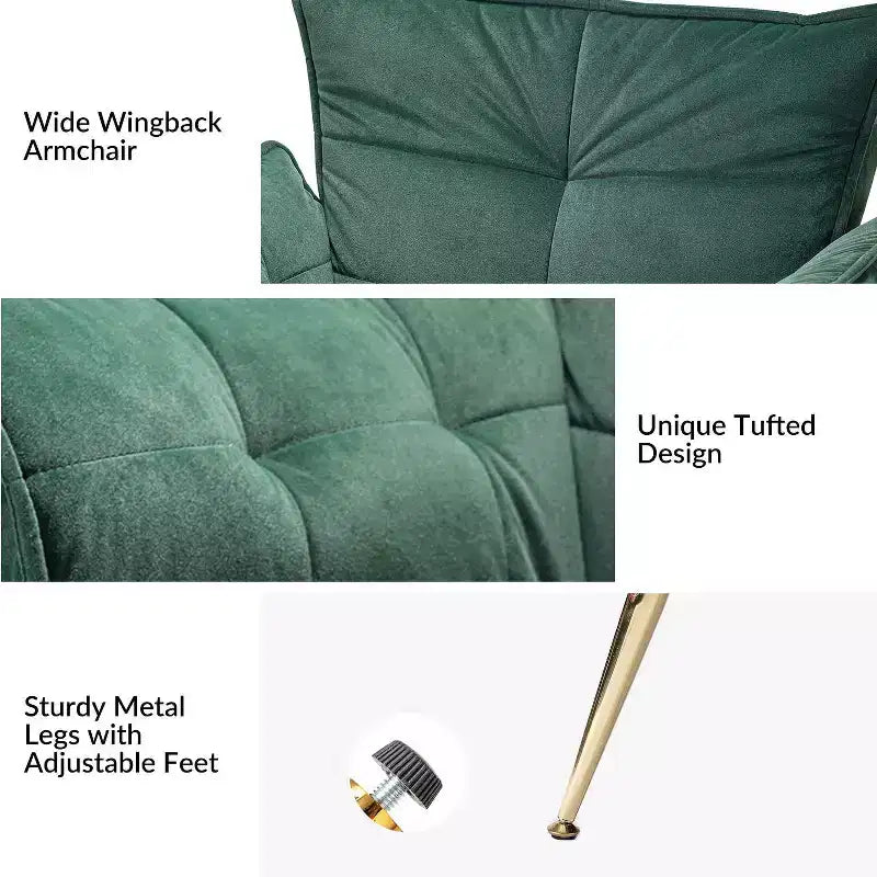 Set di 2 Poltrone Moderne in Velluto Jonat con Gambe in Metallo per Camera da Letto e Soggiorno | ART OF LIVING DESIGNS
