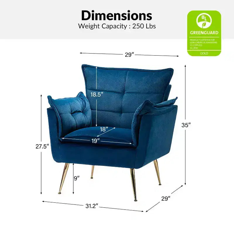 Set di 2 Poltrone Moderne in Velluto Jonat con Gambe in Metallo per Camera da Letto e Soggiorno | ART OF LIVING DESIGNS