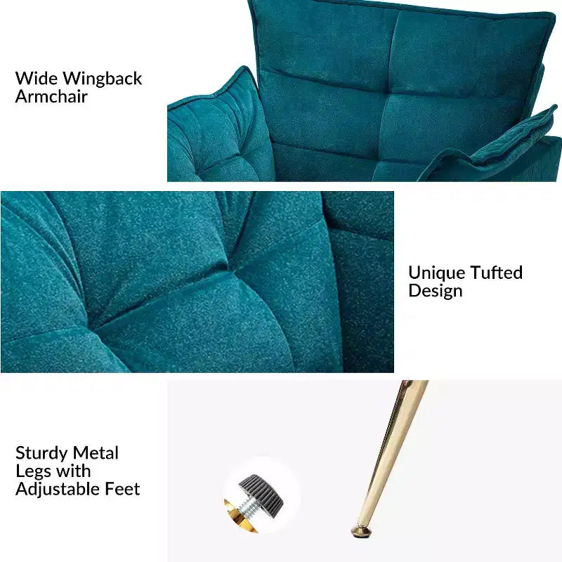 Set di 2 Poltrone Moderne in Velluto Jonat con Gambe in Metallo per Camera da Letto e Soggiorno | ART OF LIVING DESIGNS