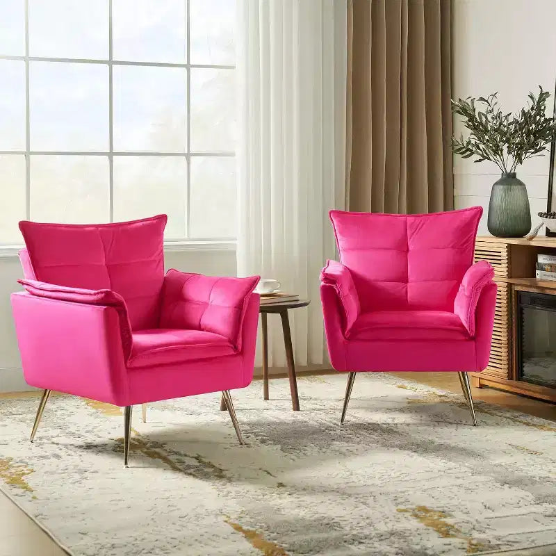 Set di 2 Poltrone Moderne in Velluto Jonat con Gambe in Metallo per Camera da Letto e Soggiorno | ART OF LIVING DESIGNS