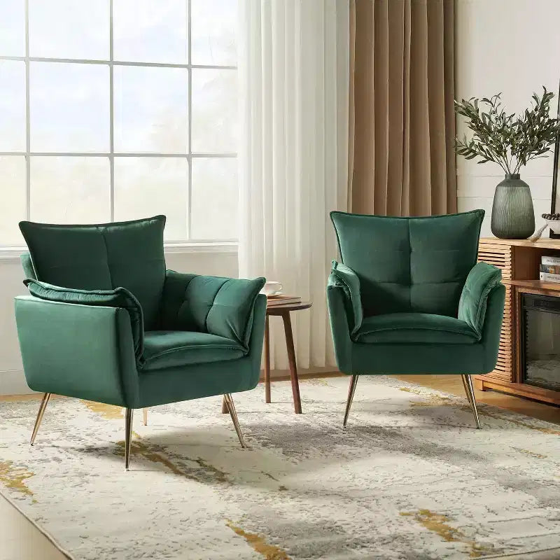 Set di 2 Poltrone Moderne in Velluto Jonat con Gambe in Metallo per Camera da Letto e Soggiorno | ART OF LIVING DESIGNS
