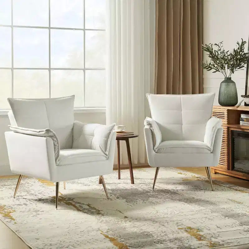 Set di 2 Poltrone Moderne in Velluto Jonat con Gambe in Metallo per Camera da Letto e Soggiorno | ART OF LIVING DESIGNS