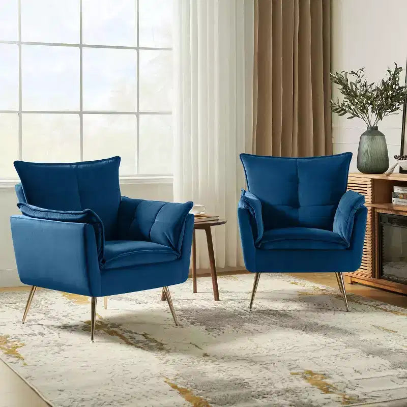 Set di 2 Poltrone Moderne in Velluto Jonat con Gambe in Metallo per Camera da Letto e Soggiorno | ART OF LIVING DESIGNS