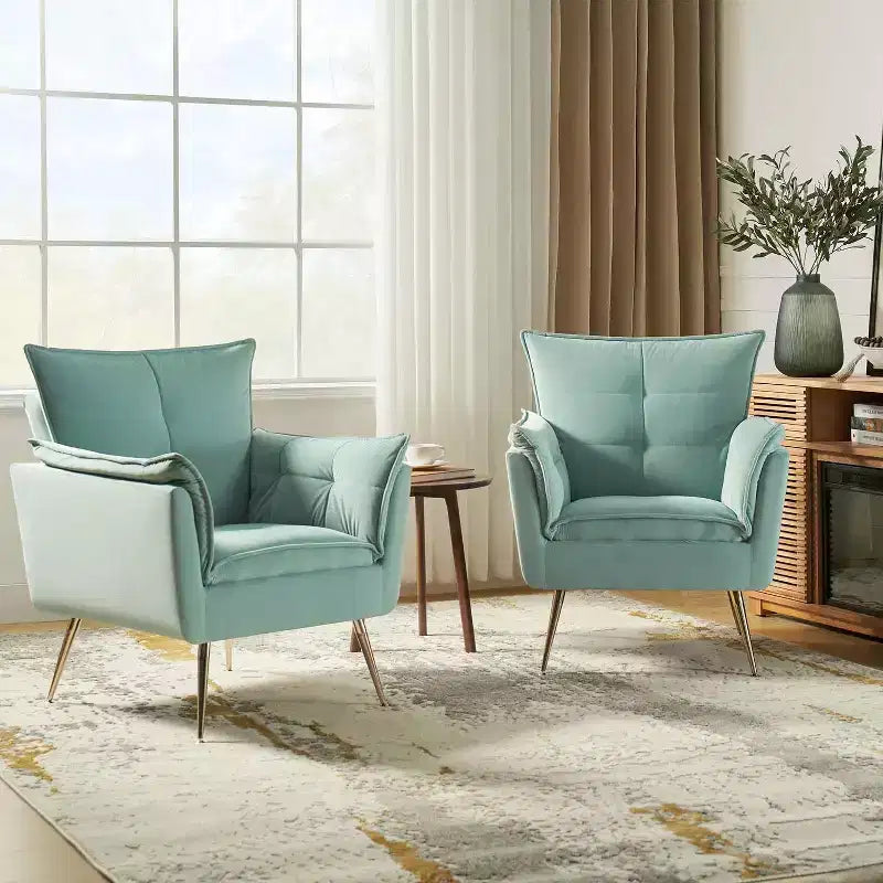 Set di 2 Poltrone Moderne in Velluto Jonat con Gambe in Metallo per Camera da Letto e Soggiorno | ART OF LIVING DESIGNS