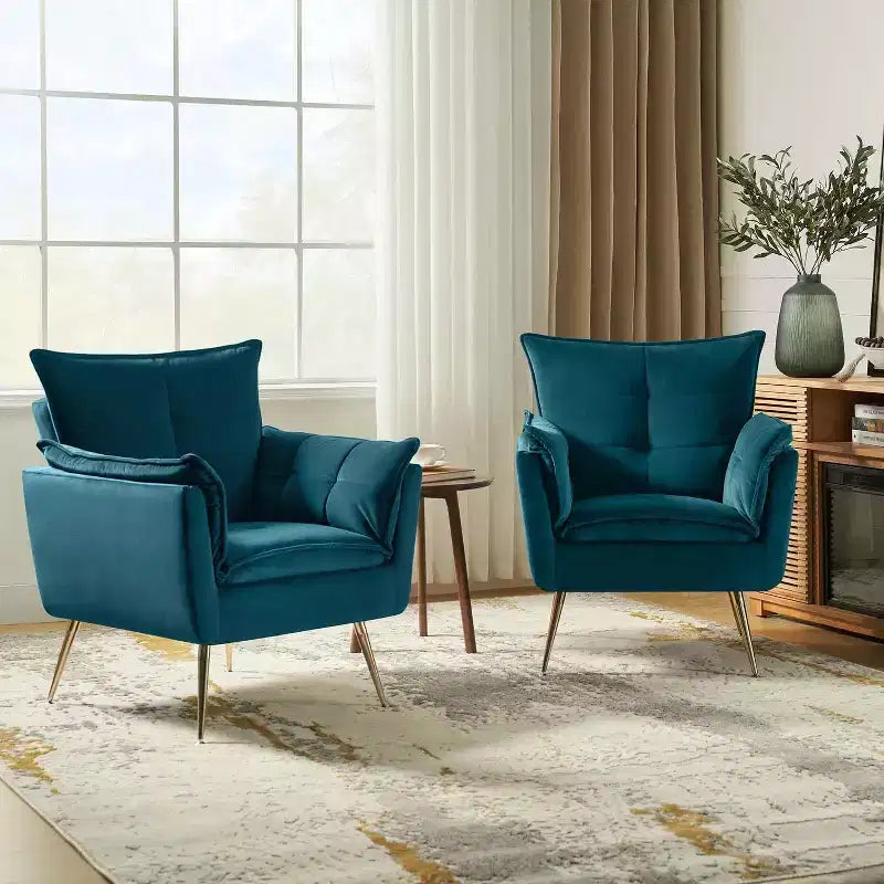 Set di 2 Poltrone Moderne in Velluto Jonat con Gambe in Metallo per Camera da Letto e Soggiorno | ART OF LIVING DESIGNS