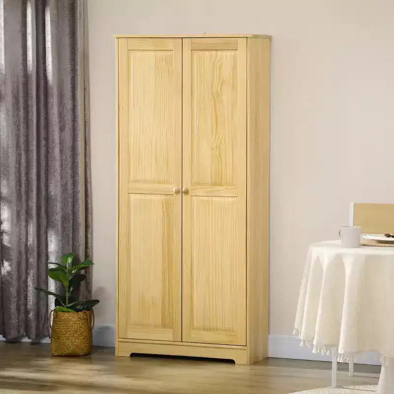 HOMCOM 67 Dispensa da cucina in legno di pino, Armadietti indipendenti con ante e ripiani regolabili, Meccanismo di chiusura ammortizzata
