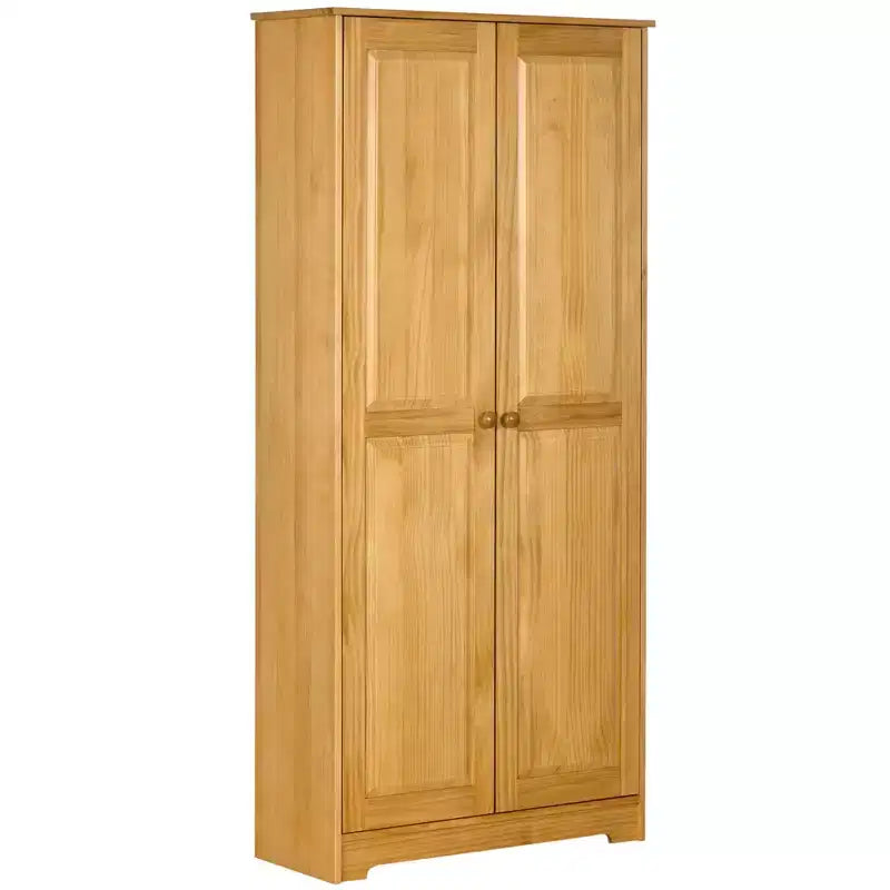 HOMCOM 67 Pinewood Kitchen Pantry Storage Cabinet, Freestanding Cabinets with Doors and Shelf Adjustability, Soft-Close Mechanism