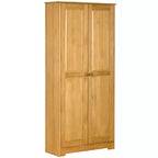 HOMCOM 67 Pinewood Kitchen Pantry Storage Cabinet, Freestanding Cabinets with Doors and Shelf Adjustability, Soft-Close Mechanism