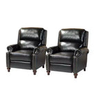 Set of 2 Elisabete Modern Wingback Genuine Leather Recliner with Vintage Nail Head Trim for Living Room and Bedroom| ART OF LIVING DESIGNS