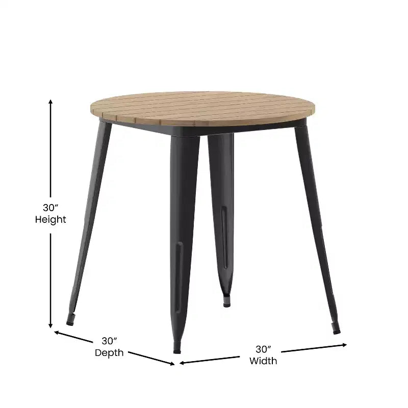 Flash Furniture Declan, Tavolo da Pranzo per Interni/Esterni per Uso Commerciale, Piano Rotondo in Poliresina per Tutte le Stagioni da 76 cm con Base in Acciaio
