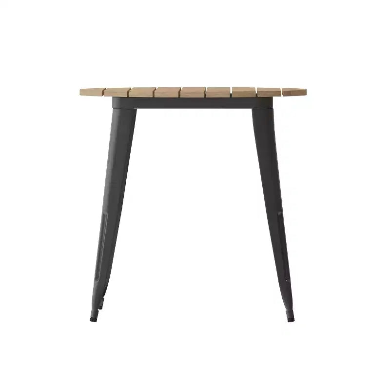 Flash Furniture Declan, Tavolo da Pranzo per Interni/Esterni per Uso Commerciale, Piano Rotondo in Poliresina per Tutte le Stagioni da 76 cm con Base in Acciaio
