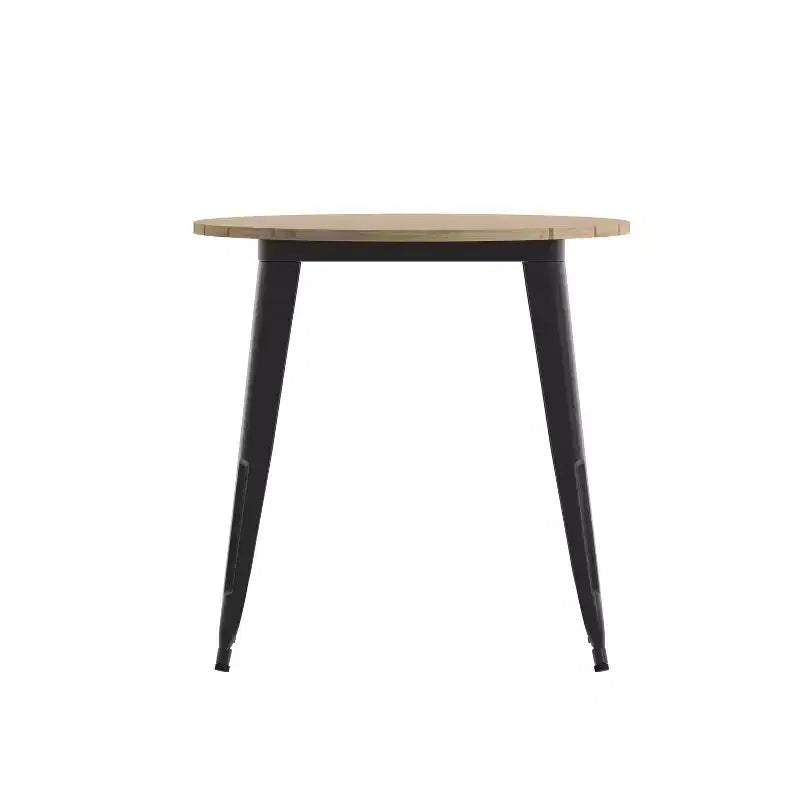 Flash Furniture Declan, Tavolo da Pranzo per Interni/Esterni per Uso Commerciale, Piano Rotondo in Poliresina per Tutte le Stagioni da 76 cm con Base in Acciaio