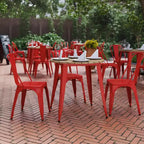 Flash Furniture Declan, Tavolo da Pranzo per Interni/Esterni per Uso Commerciale, Piano Rotondo in Poliresina per Tutte le Stagioni da 76 cm con Base in Acciaio