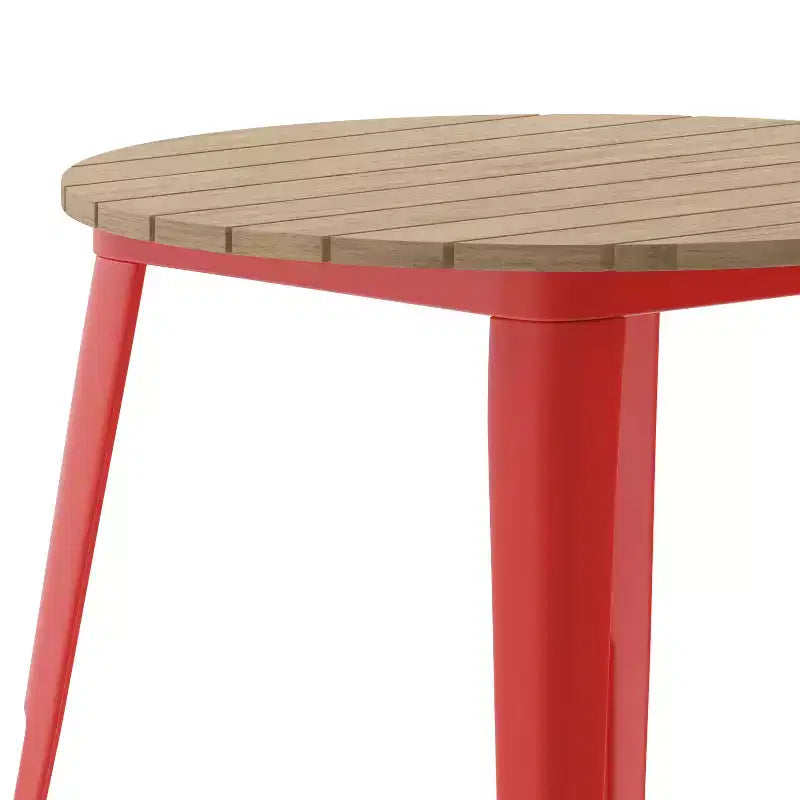 Flash Furniture Declan, Tavolo da Pranzo per Interni/Esterni per Uso Commerciale, Piano Rotondo in Poliresina per Tutte le Stagioni da 76 cm con Base in Acciaio