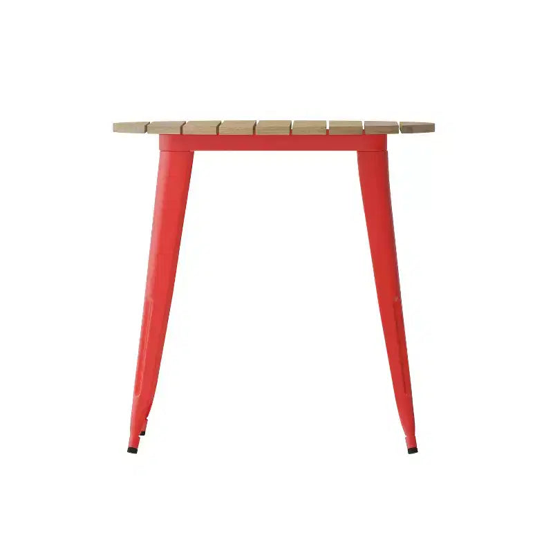Flash Furniture Declan, Tavolo da Pranzo per Interni/Esterni per Uso Commerciale, Piano Rotondo in Poliresina per Tutte le Stagioni da 76 cm con Base in Acciaio