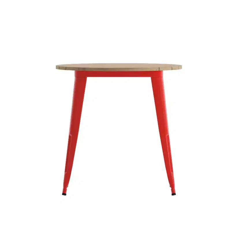Flash Furniture Declan, Tavolo da Pranzo per Interni/Esterni per Uso Commerciale, Piano Rotondo in Poliresina per Tutte le Stagioni da 76 cm con Base in Acciaio