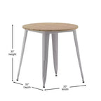 Flash Furniture Declan, Tavolo da Pranzo per Interni/Esterni per Uso Commerciale, Piano Rotondo in Poliresina per Tutte le Stagioni da 76 cm con Base in Acciaio