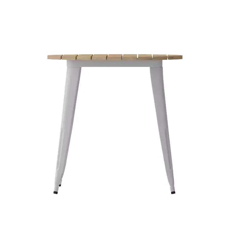 Flash Furniture Declan, Tavolo da Pranzo per Interni/Esterni per Uso Commerciale, Piano Rotondo in Poliresina per Tutte le Stagioni da 76 cm con Base in Acciaio