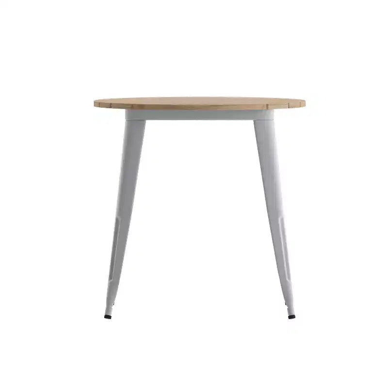 Flash Furniture Declan, Tavolo da Pranzo per Interni/Esterni per Uso Commerciale, Piano Rotondo in Poliresina per Tutte le Stagioni da 76 cm con Base in Acciaio