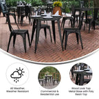 Flash Furniture Declan, Tavolo da Pranzo per Interni/Esterni per Uso Commerciale, Piano Rotondo in Poliresina per Tutte le Stagioni da 76 cm con Base in Acciaio