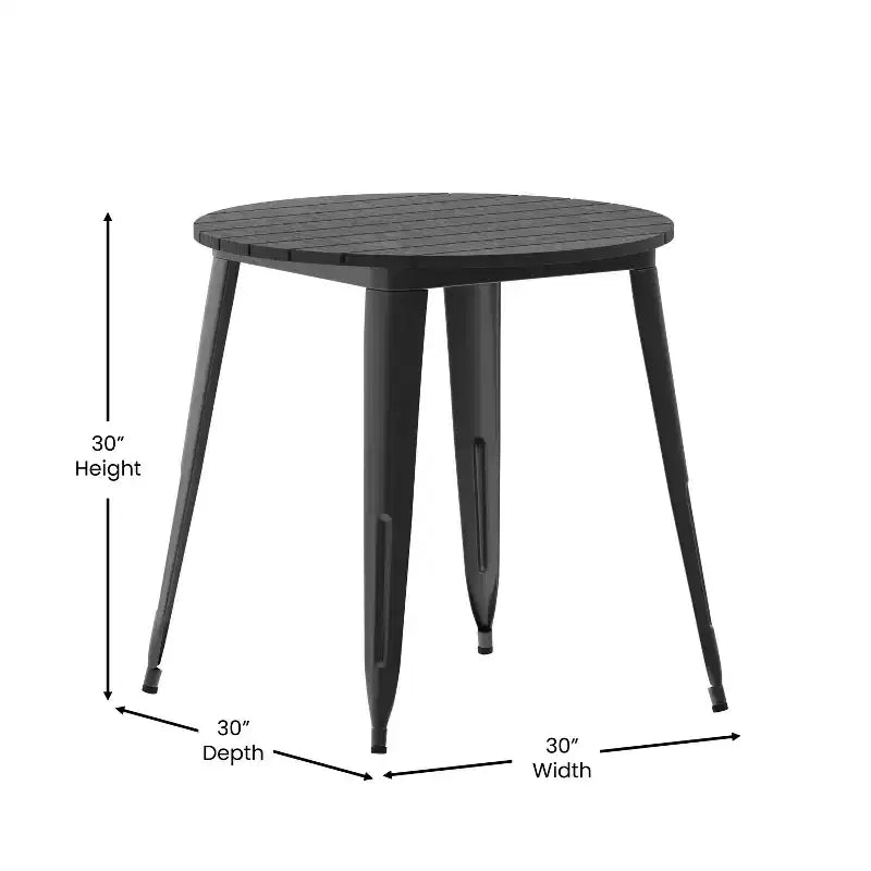 Flash Furniture Declan, Tavolo da Pranzo per Interni/Esterni per Uso Commerciale, Piano Rotondo in Poliresina per Tutte le Stagioni da 76 cm con Base in Acciaio