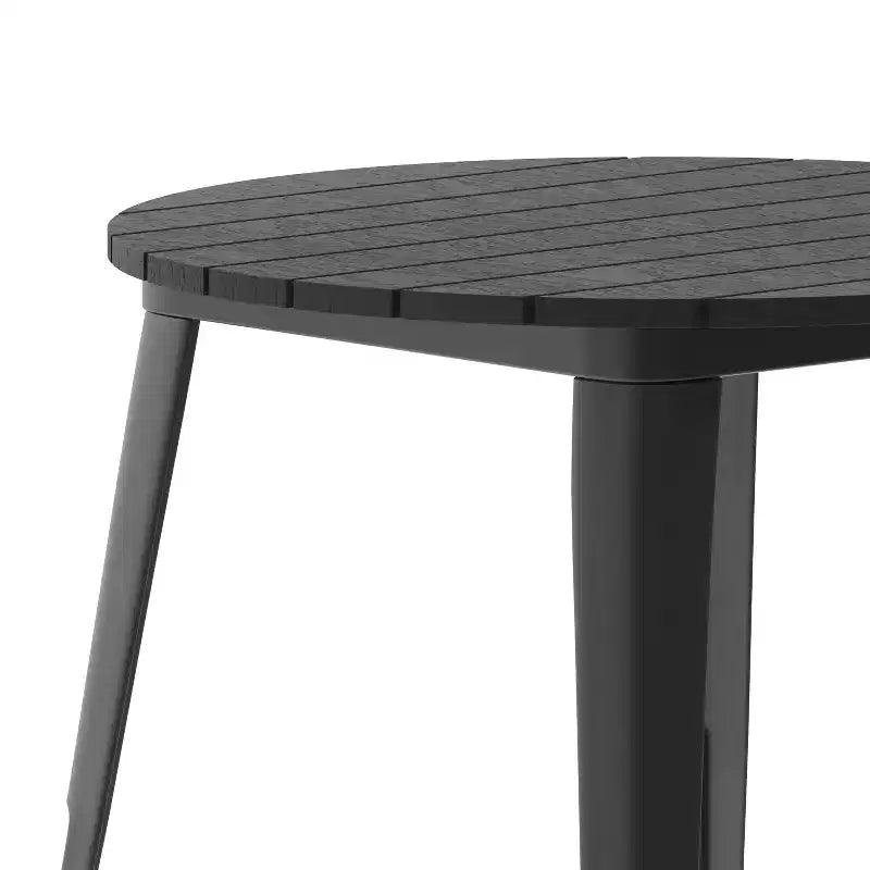 Flash Furniture Declan, Tavolo da Pranzo per Interni/Esterni per Uso Commerciale, Piano Rotondo in Poliresina per Tutte le Stagioni da 76 cm con Base in Acciaio