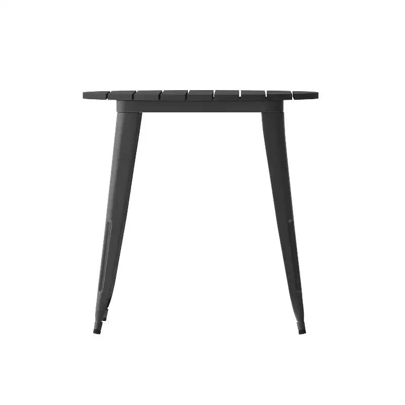 Flash Furniture Declan, Tavolo da Pranzo per Interni/Esterni per Uso Commerciale, Piano Rotondo in Poliresina per Tutte le Stagioni da 76 cm con Base in Acciaio