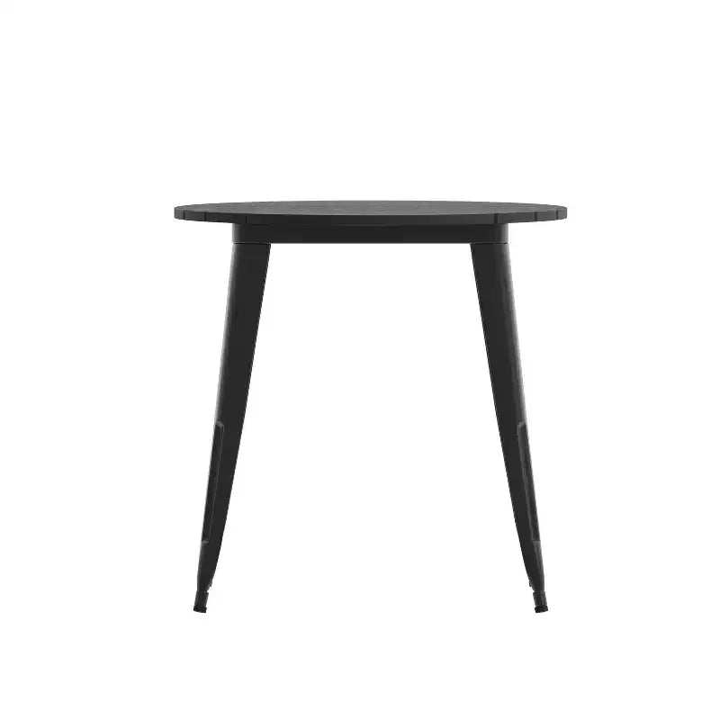 Flash Furniture Declan, Tavolo da Pranzo per Interni/Esterni per Uso Commerciale, Piano Rotondo in Poliresina per Tutte le Stagioni da 76 cm con Base in Acciaio