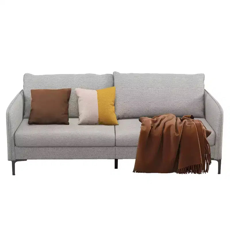 Costway Divano a 2 Posti Moderno 76'' per Soggiorno Appartamento Dormitorio con Gambe in Metallo Grigio