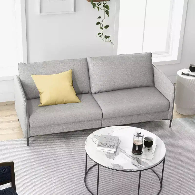 Costway Divano a 2 Posti Moderno 76'' per Soggiorno Appartamento Dormitorio con Gambe in Metallo Grigio